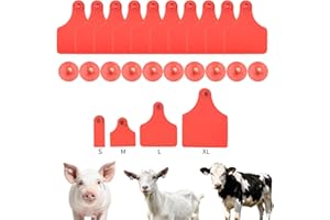 ZENKROZI 50pcs Farm Animal Ear Tags Numbered 001-050 Livestock Identification for Cattle Cows Hogs Pigs Sheep Goats (50, Large-Red)