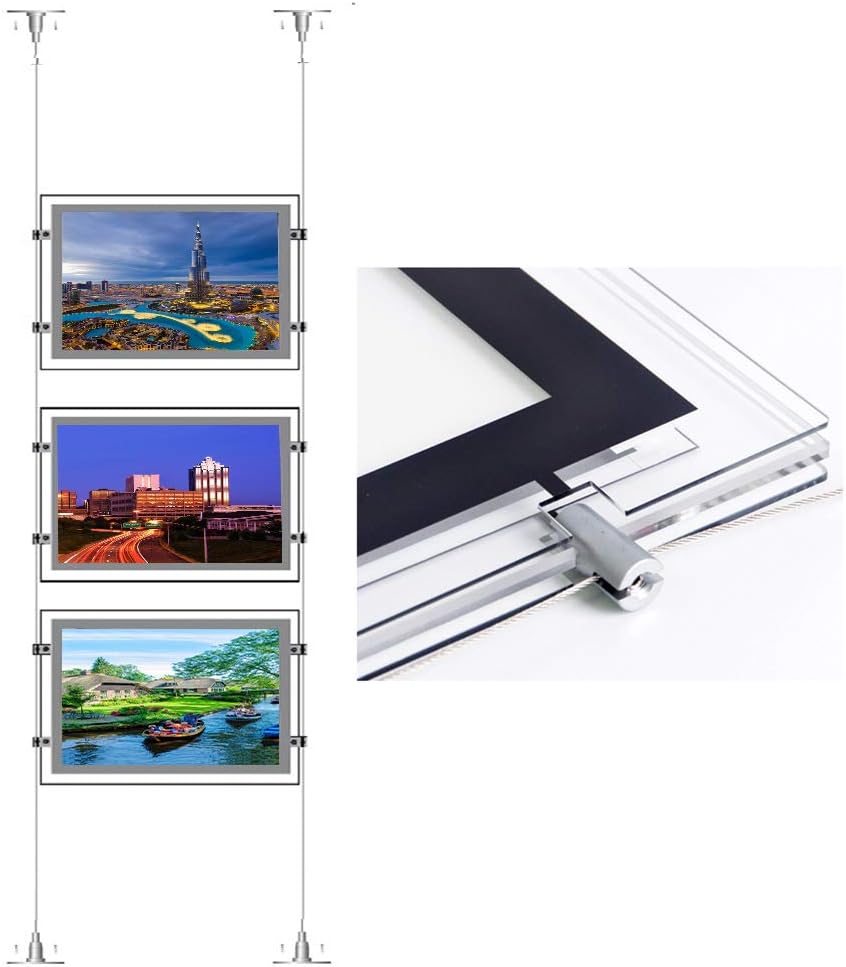 HKSIGNA4 Landscape Wall Arts Led Backlit Poster Frame Real Estate Window Display Sign Holder(3pcs A4 a Row, Horizontally)