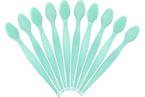 10 Pcs Lip Scrub Brush, Ooloveminso Silicone Lip Scrubber Exfoliator Tool, Soft Double-Side Lip Brush Exfoliating for Dark Lips, Lip Care and Beauty-Green