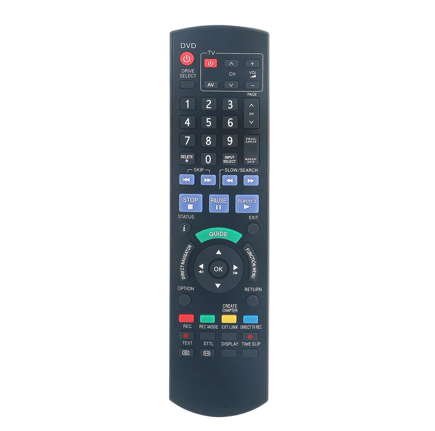 AULCMEET N2QAYB000127 sub N2QAYB000332 Replacement Remote Control Compatible with Panasonic Hi-Fi DVD DMR-EX87EB-K, DMR-EX88EB-K,DMR-EX77EB-K, DMR-EX77EB-S, DMR-EX78EB-K,DMR-EX768EB-K, DMR-EX768EB-S