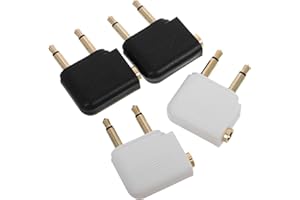 TIKODIDA 4pcs Gold-Plated Airline Headphone Adapter 3.5mm Dual Prong Audio Jack Converter for Airplane Flight