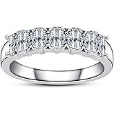 Gobaalele Cubic Zirconia Half Eternity Rings 3-6 Stones Wedding Bands Round Cut/Pear Cut/Raidant Cut 5A Grade D Color CZ Stackable Anniversary Band Ring for Women
