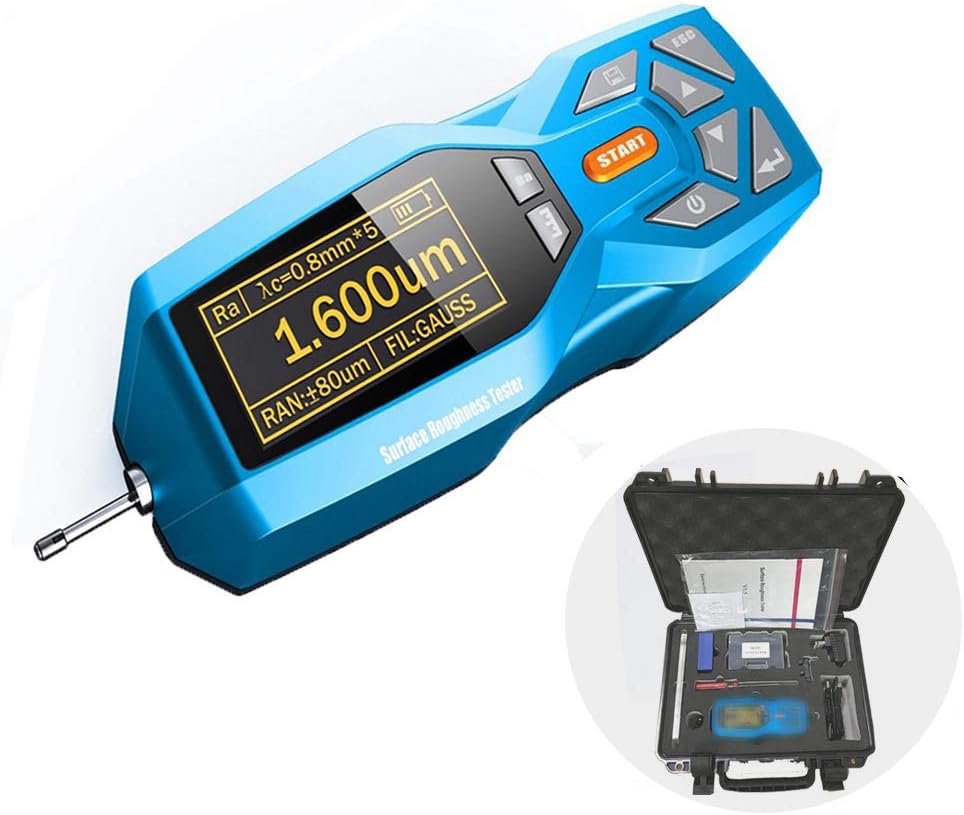 CNYST Surface Roughness Gauge Tester Meter Gauges with Multiple Parameter Testing OLED Display Data Storage Function Ra、Rq、Rz、Rt、Rp、Rv