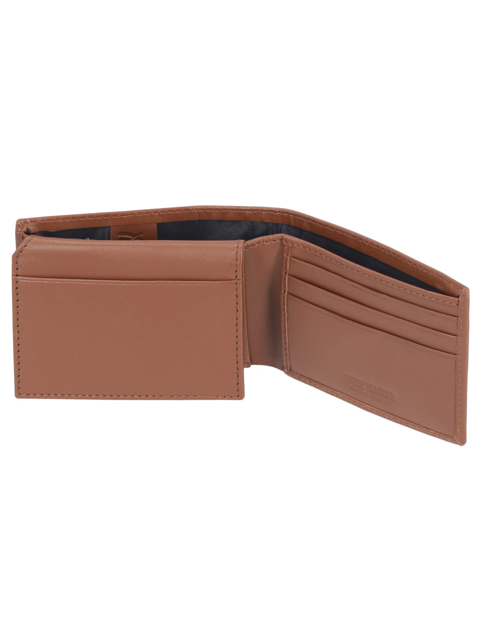 Steve Madden Men's Slim Leather Wallet with Extra Capacity Attached Flip Pockets