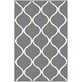 Maples Rugs Kitchen Rug - Rebecca 2'6 x 3'10 Non Skid Small Accent Throw Rugs [Made in USA] for Entryway and Bedroom, Grey/White