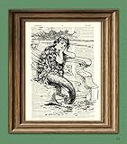 Dictionary Page MERMAID print over an upcycled vintage dictionary page book art print