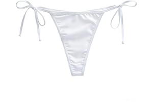Women's Sheer Mesh Tie Side Thong Panties - Low Rise Seamless Breathable Underwear for Daily Comfort (One Size)