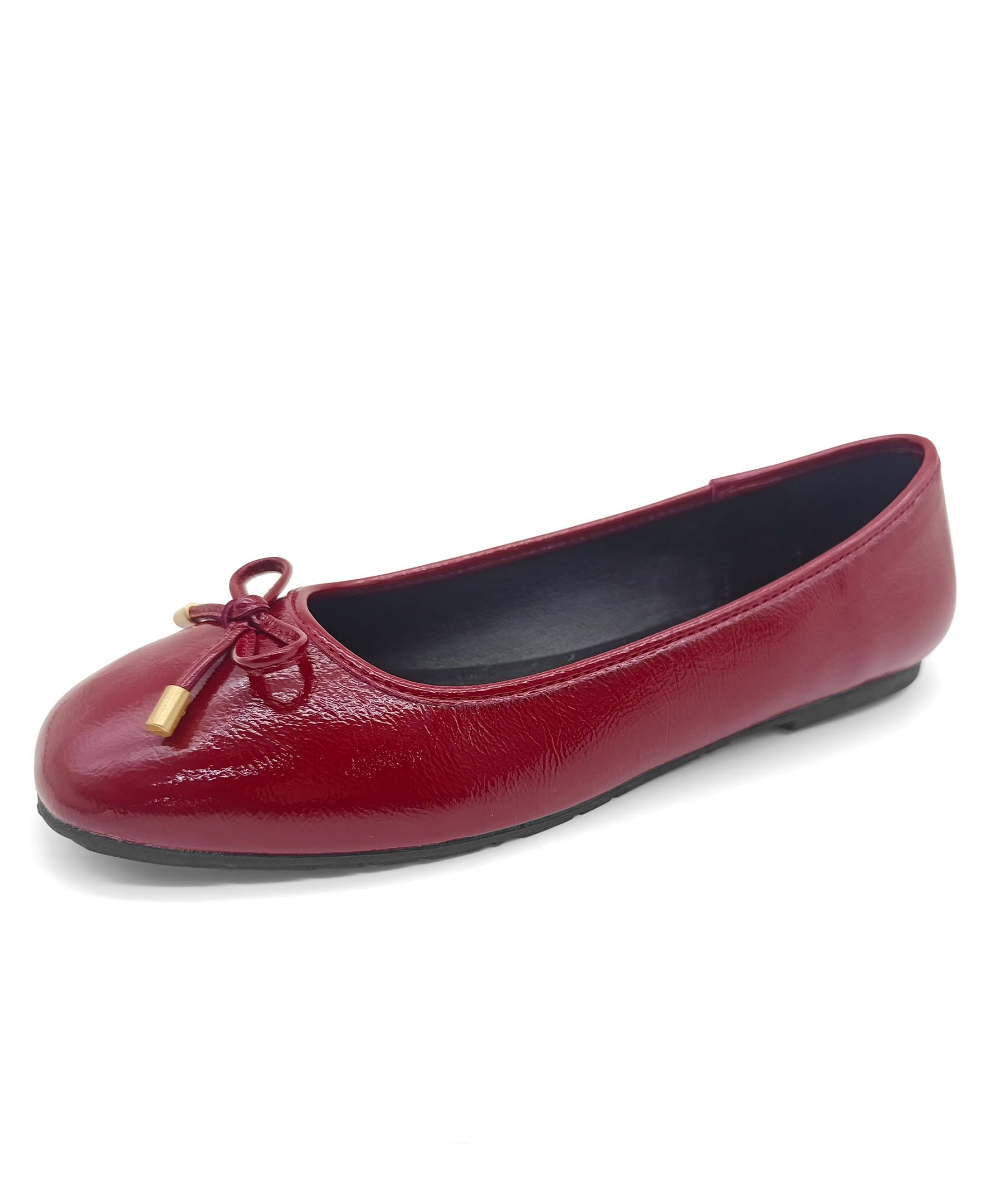 Kenneth Cole Reaction Women’s Women’s Elstree Ballet Flat, Rust RED Patent, 7.5