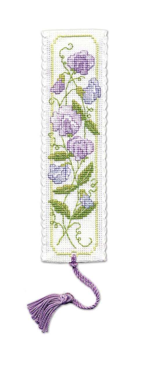 Textile Heritage Sweet Peas Bookmark Cross Stitch Kit