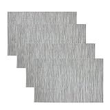 Kisstaker Kitchen Dining Table Placemats Heat Insulation Stain-resistant Table Mats Set of 4 Transparent Grey