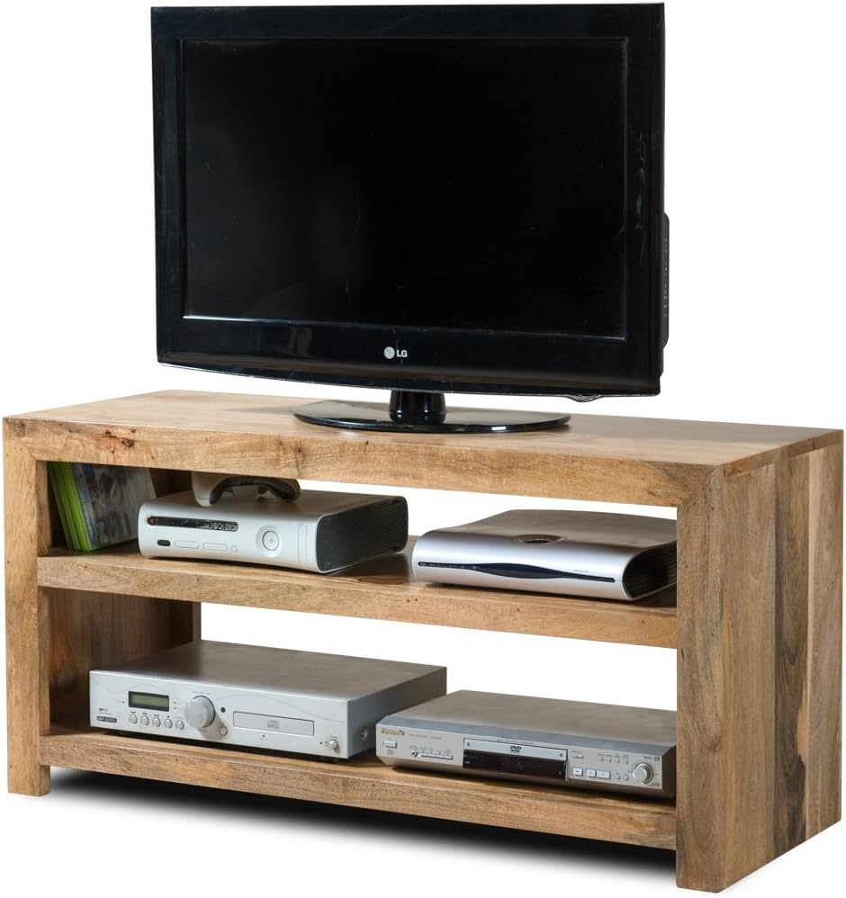 Dakota Light Mango Hi-Fi Shelving Unit - Indian Mango Furniture