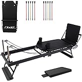 Foldable Pilates Equipment for Home Workouts, Pilates Reformer Machine for Home Gym, Pilates Exercise Equipment with Jump Board, Color Cords Set of 2