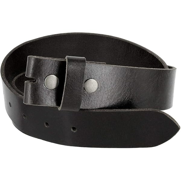 40mm Full Grain Real Leather Press Stud Snap Belt - Black - Ashford Ridge
