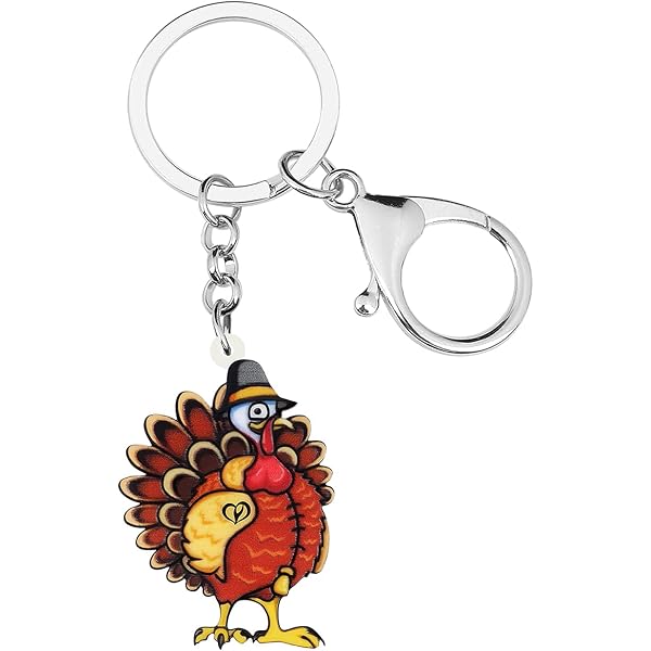 Thanksgiving Turkey Chicken Keychain - Ebony Color, Medium Size, Purse Charm For Women - View #4
