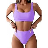 Pink Queen Women's Crop Top High Waisted Cheeky Bikini Set Two Piece Swimsuits