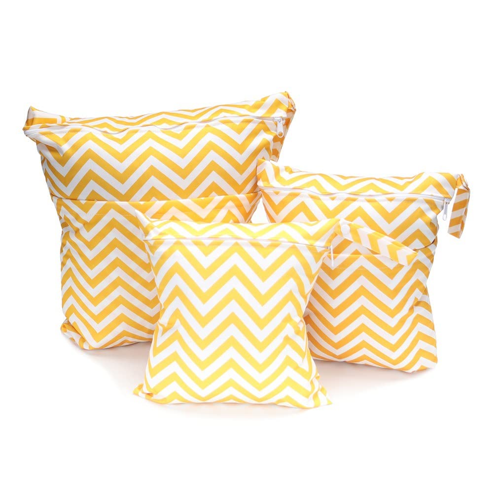 SYSUII Huang BO Wet Bag, Pack of 3 Nappy Bags, Wet and Dry, Waterproof, Washable Wetbag Organiser, Laundry Bag, Children's Card Organiser Bag with Zip