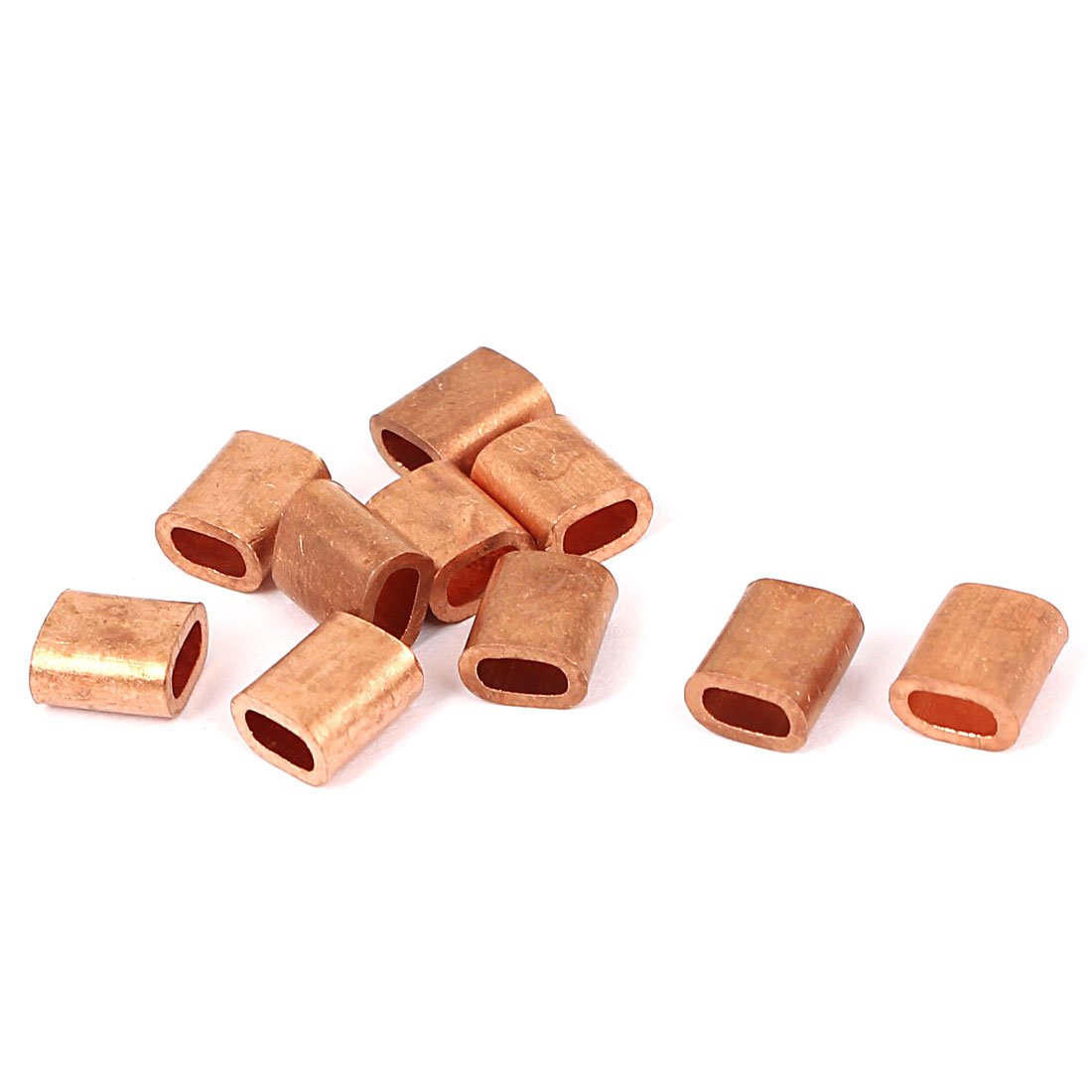 Sourcingmap 4mm x 2mm Single Hole Wire Rope Clip Clamp Brass Ferrules 10 Pcs