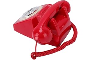 EBTOOLS Retro Landline Phone, Push Button Dial Vintage Home Telephone with RJ11 Connector, for Seniors Nursing Home (Red)