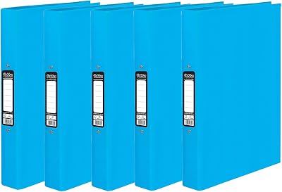 ED Pukka A4 2-Ring Binder File 5 Pack 40mm Spine Blue Assorted Colours