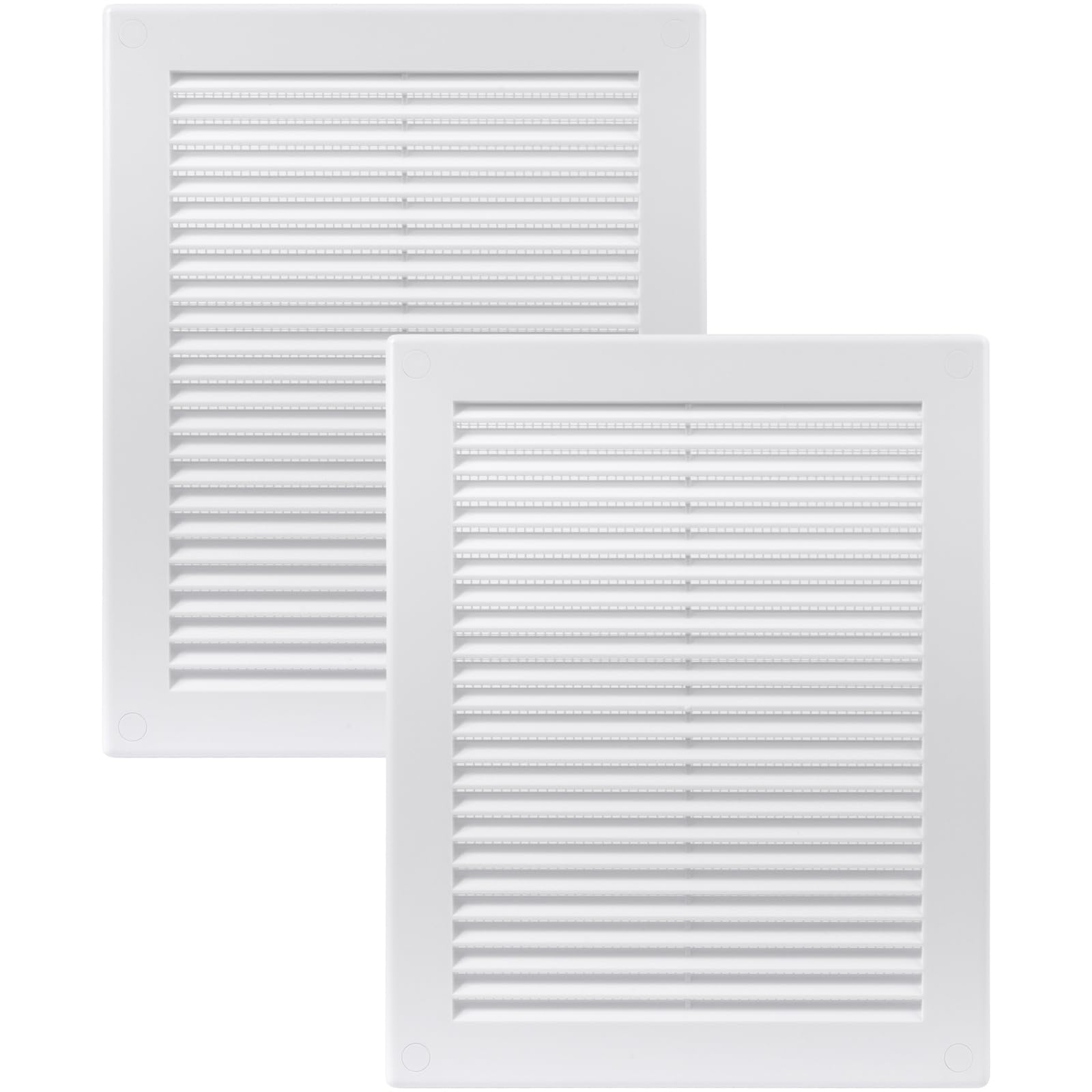 Vent Systems 200 x 250 mm / 8" x 10" Inch White Soffit Vent Cover - Pack of 2 - Flat Rectangular Air Vent Louver - Grille Cover - Built-in Insect Screen - HVAC Vents for Bathroom, Home Office, Kitchen — image 1