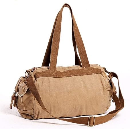 Amazon メンズバッグレザー 取り外し可能なショルダーストラップメンズバッグファッショントレンド大容量のバックパック旅行エコバッグキャンバス 財布メンズ Color Khaki Size S ノーブランド品 スピーカーパッケージ