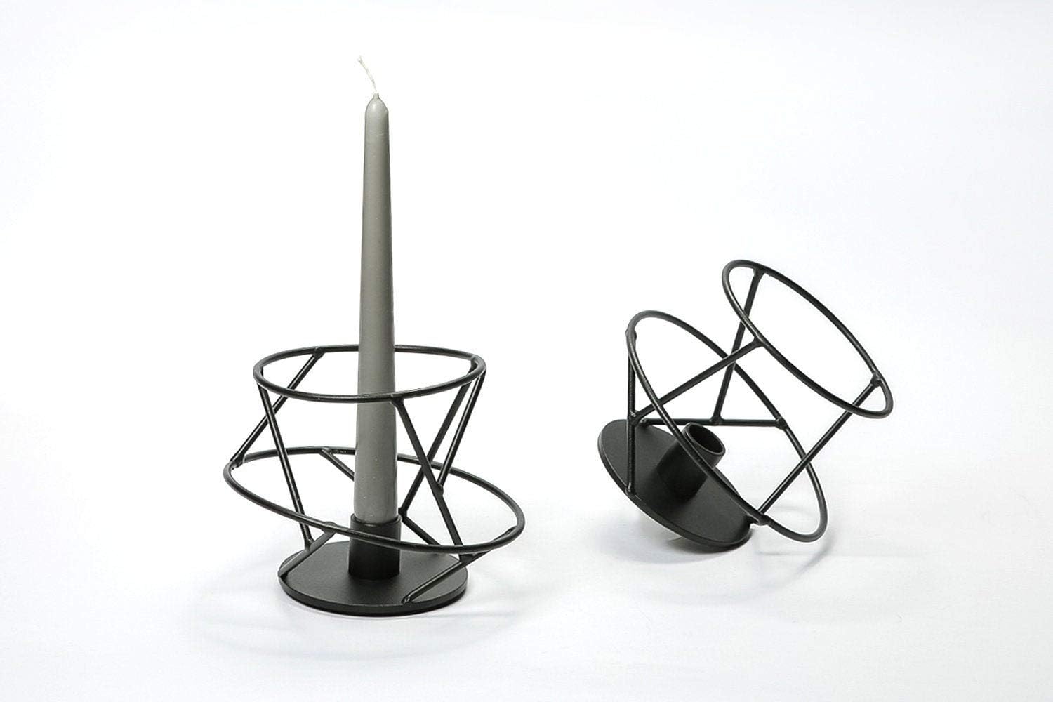 Kraftyhome Candle Holders | Candlestick Holder for Tall Taper Candles | Table Decor, Summer Unique Decoration| Geometrical Shape - S/2
