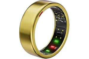 POBOVi Smart Ring for Women Men- Sleep/Fitness/Stress/Heart Rate Tracker- Menstrual Records - 7 Days Battery Life - Wireless Charging - No APP Subscription - iOS & Android Compatible (Gold, Size 7)