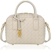Women's Handmade Woven Top-handle Bag Fashion Leather Shoulder Handbag Crossbody Purse Woven Purse for Women