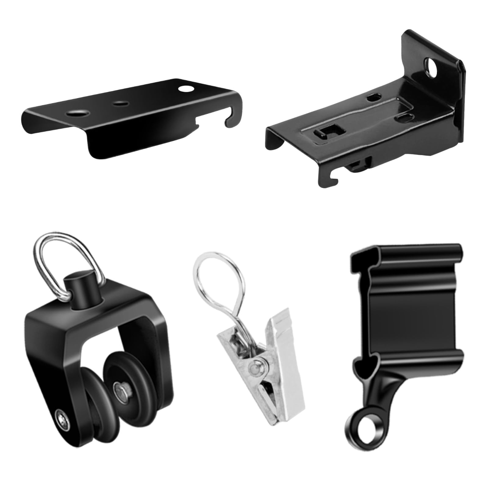 SEGNAYEN Curtain Track Accessories Kit, Black, PVC, 78 Pieces, Curtain Track Hardware Kit