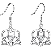 Sterling Silver Celtic Knot Earrings for Women, 925 Silver Dangle Drop Earrings, Irish Symbol Jewelry Gift for Her, Hypoallergenic