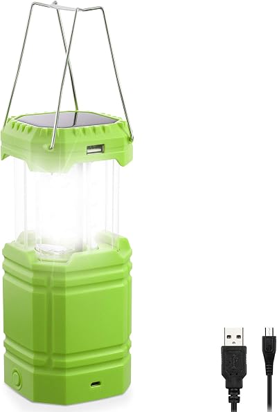 Mesqool Solar Camping Lantern Ultra Bright Collapsible Hand Crank LED