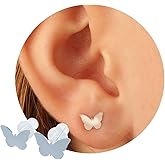 Silver Tiny Butterfly Earrings Pair 5MM 20G Shiny And Elegant 925 Sterling Silver Ear Studs