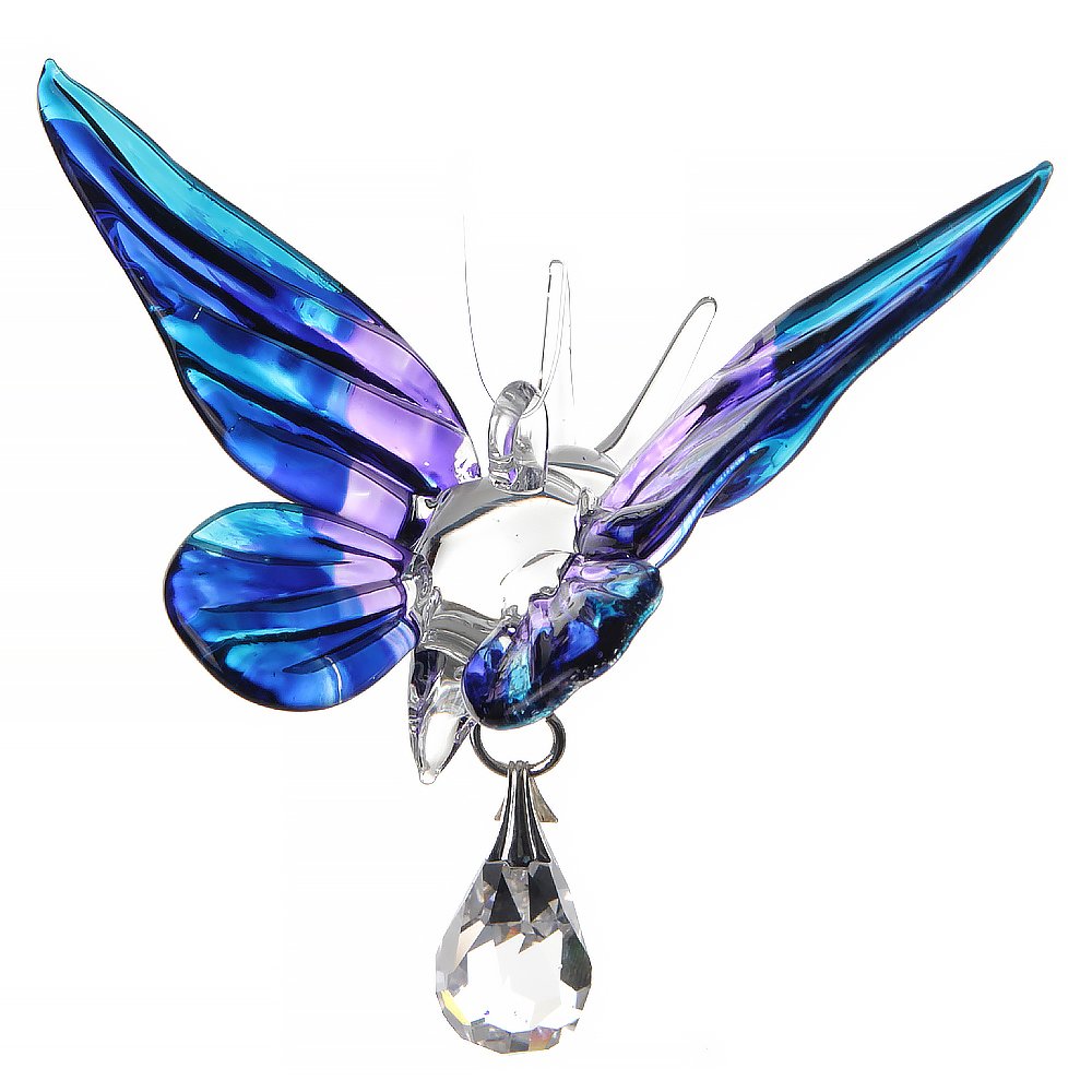 Handmade Fantasy Glass Butterfly Suncatcher Gift Purple Emperor