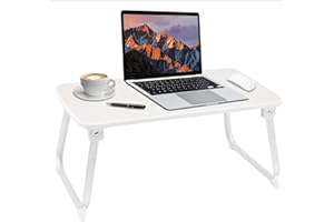 AXTON Leather Foldable Laptop Table Desk for Bed, Floor, Couch, Sofa - Portable Workstation, Adjustable, Stand - for Home, Of