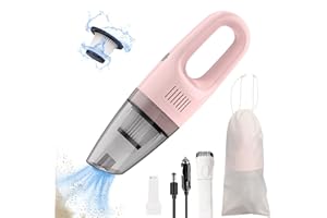 LEERFEI Pink Portable Car Vacuum Cleaner High Power 9000PA/120W/DC12V, 16.4Ft Corded Handheld Car Vacuum with, Deep Detailing Cleaning Kit of Car Interior with Dry for Men Women