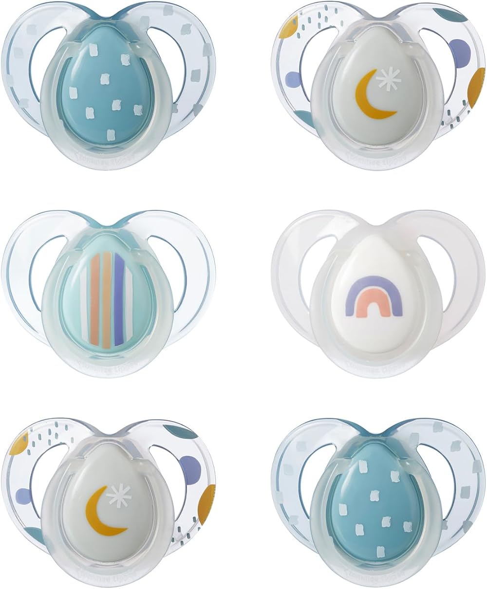 Tommee Tippee Nighttime Soothers 6-18m 6 Pack Glow in the Dark BPA-Free