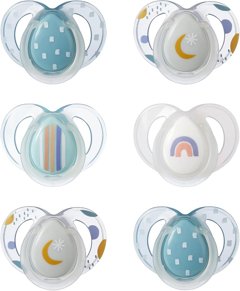 Tommee Tippee Nighttime Soothers 6-18m 6 Pack Glow in the Dark BPA-Free
