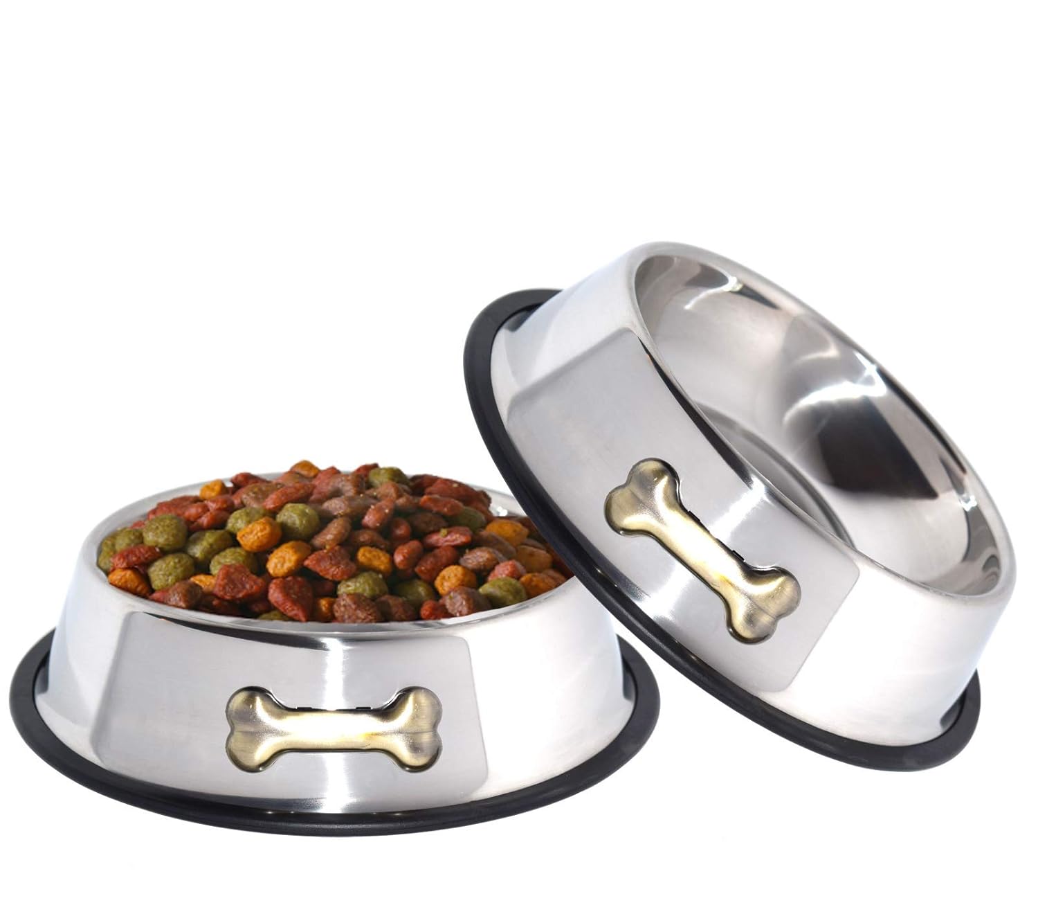 GPET Dog Bowl 32 Oz Stainless Steel Bowls with AntiSkid Rubber Base