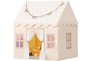 Wilwolfer Play Tent for Kids with Star Lights & Banners, Kids Tent Indoor for Toddler, Indoor Plyahouse for Playroom Furniture, Gift Toys for Boys & Girls