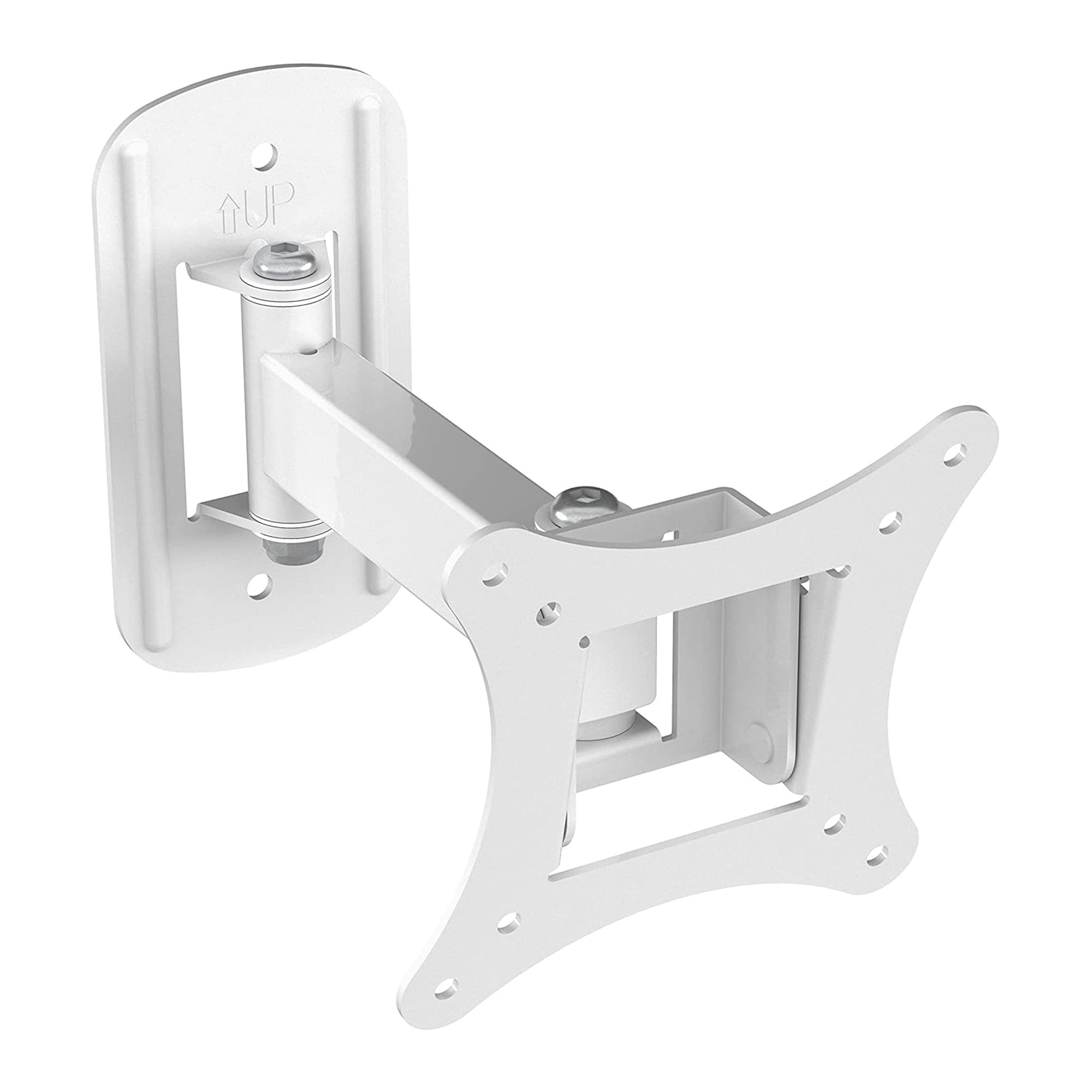 MAHARA Multi-position TV Wall Mount - White Single Arm TV Bracket with Tilt & Turn. Suitable for 13-27" Screens. VESA Compatible, Max 10Kg