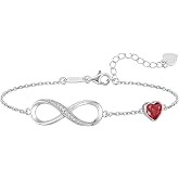 CDE 925 Sterling Silver Infinity Birthstone Bracelet Jewelry Gift for Women | Hypoallergenic,Non Tarnish,Heart CZ,Nickel-Free &amp; Lead-Free,Anniversary Christmas Birthday Idea Gifts for Wife Girlfriend Her