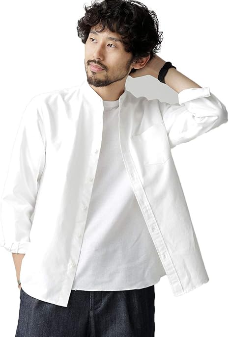 Amazon ナノユニバース オックスバンドカラー シャツ メンズ