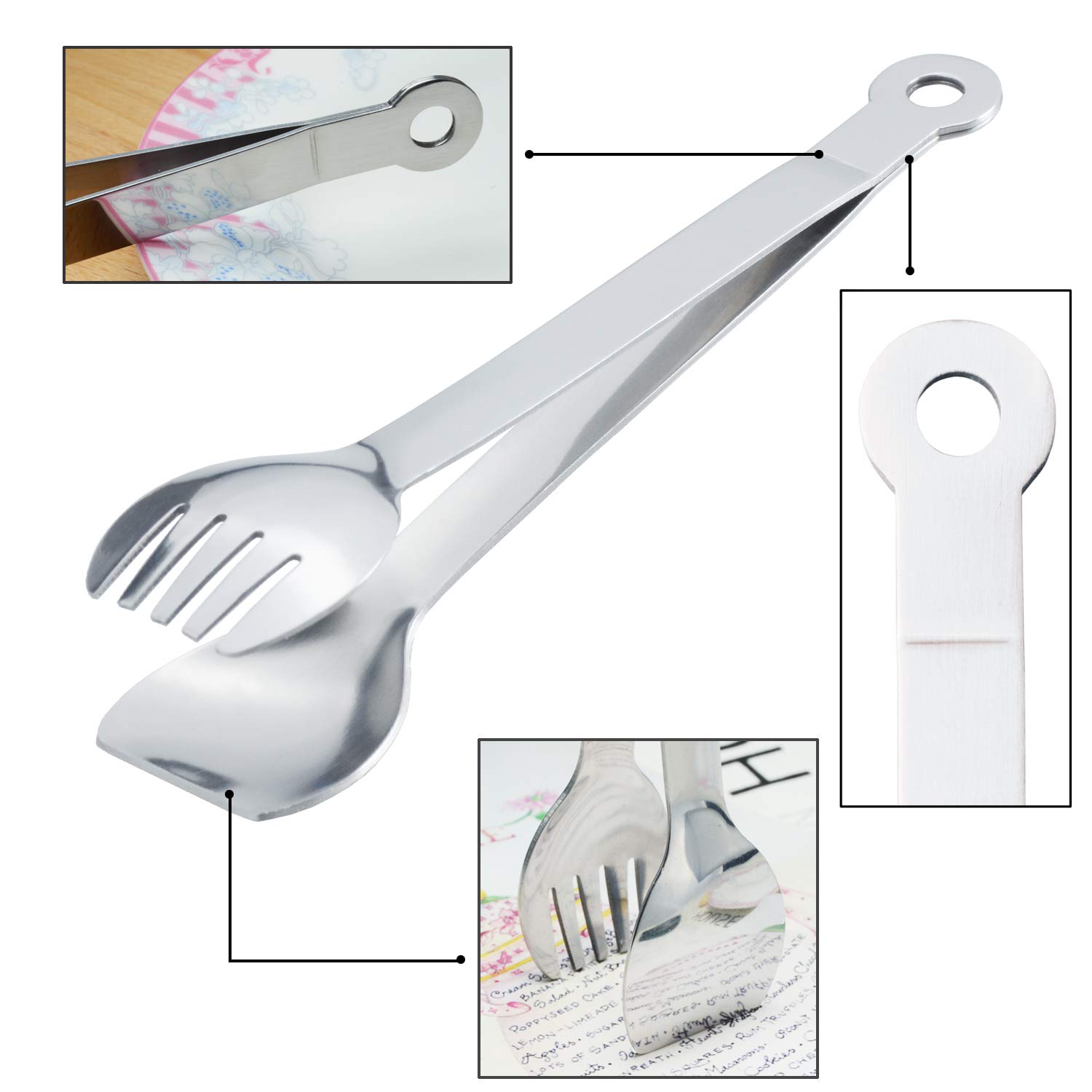  HINMAY Small Serving Tongs 6Inch Stainless Steel Mini Appetizer