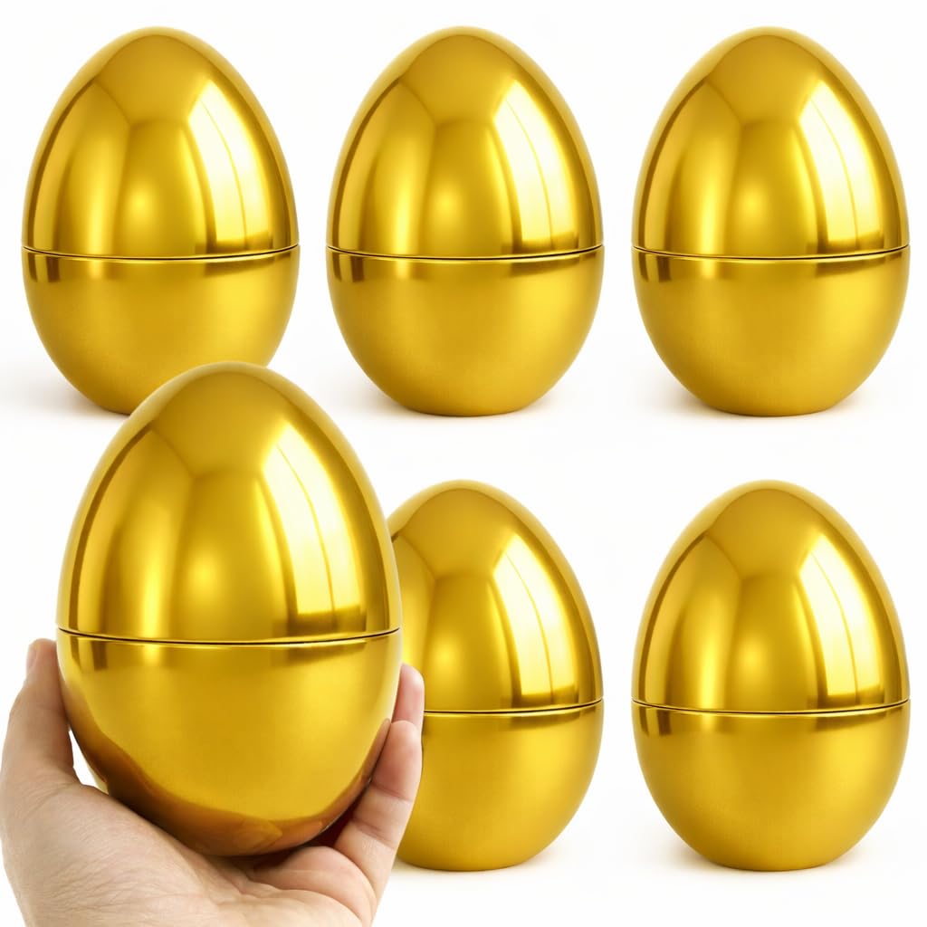 GiftExpress Pack of 6, 6" Gold Easter Eggs - Adult & Kid Party Toys for Gift Baskets or Egg Hunt Décor