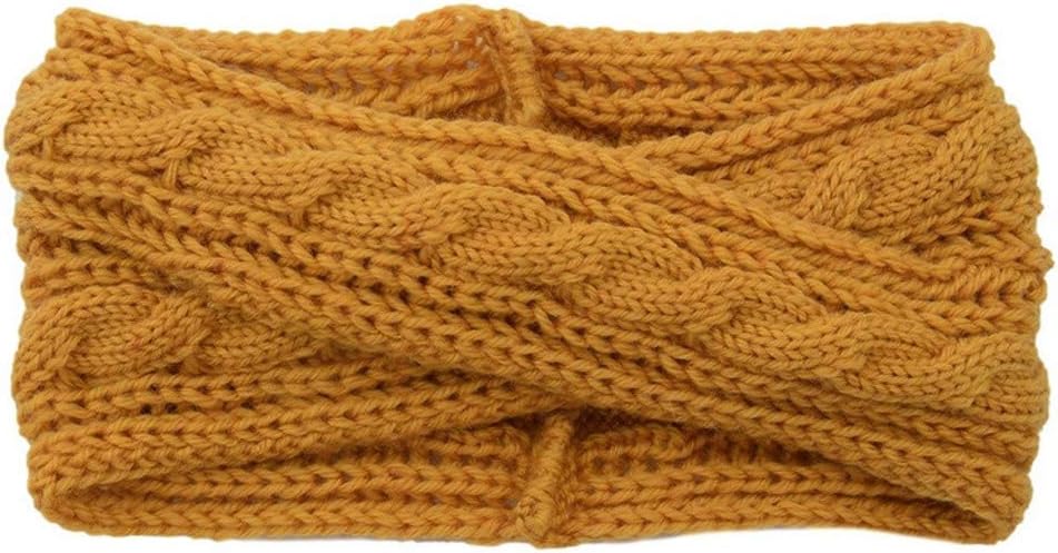 Qiran Ladies Hairband Fashion Women Thermal Hand Knitting Wool Hairband Sweet Girls Hairband Hair With Solid Color Braided Headband Warm Knitted Hair Ring Earmuffs Simple Hair Ring