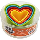 R&M International Heart Cookie and Biscuit Cutters, Assorted Sizes, Bright Colors, 5-Piece Set