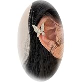 1 Pair Zircon Butterfly Earrings For Women Rhinestone Non Pierced Ear Crawler Clips Butterfly Cuff Wrap Earrings