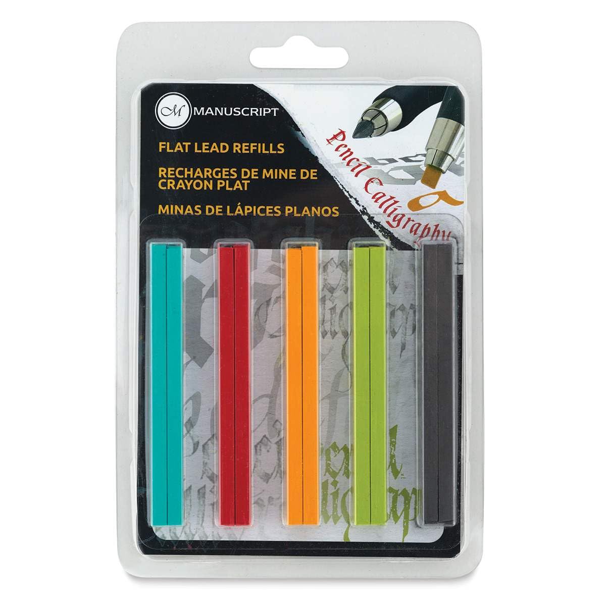 Manuscript Flat Mixed Colour Lead Refill - 30 Pieces - Selection of Flat Leads for Clutch Pencil in Five Colours - Ideal for Calligraphy, Hand Lettering, Sketching and Illustration!, MCP1001