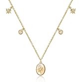 Cicy Bell Women's 14k Gold Plated Necklace Oval Shell Pearl Cubic Zirconia Elegant Necklaces Trendy Jewelry Gift For Lover Mom Wife