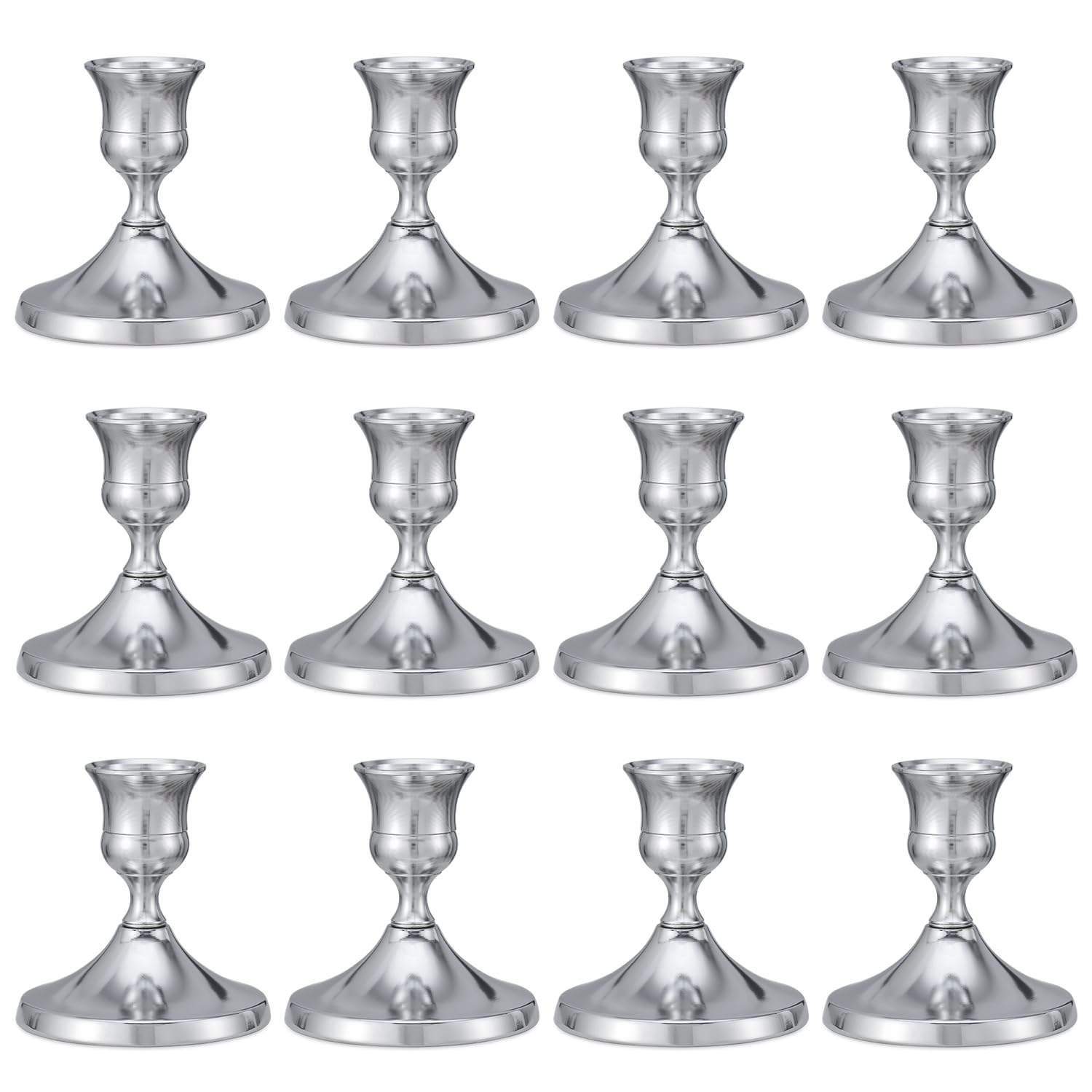 Photo 1 of 12PCS Silver Taper Candle Holders Set, Vintage Metal Candlestick Holders,Candle Stand for Table Centerpieces, Home Decor,Weddings,Party and Festival,Christmas,Thanksgiving Decorations